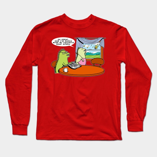 Funny Cute Kawaii Dinosaur Couple Apocalypse Extinction Funny Cartoon Long Sleeve T-Shirt by BoggsNicolas